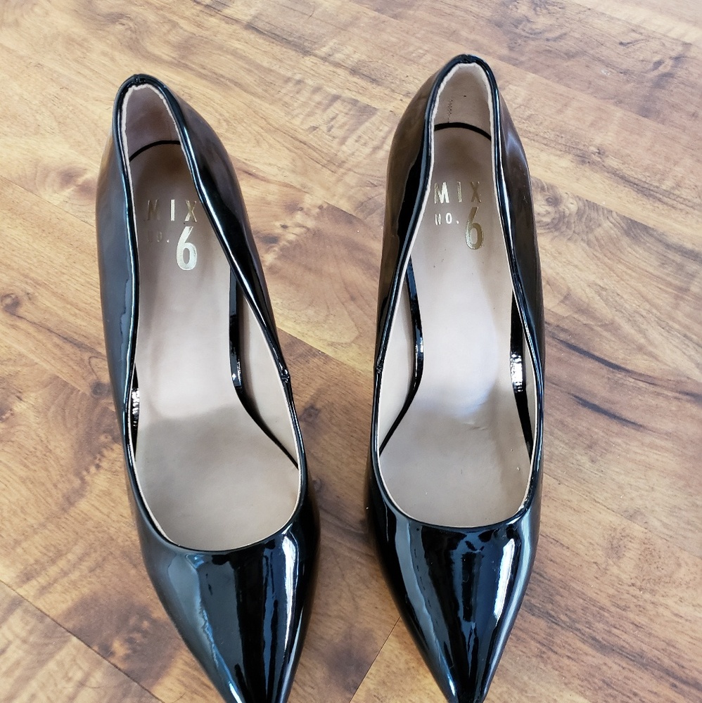 Black patent leather heels
